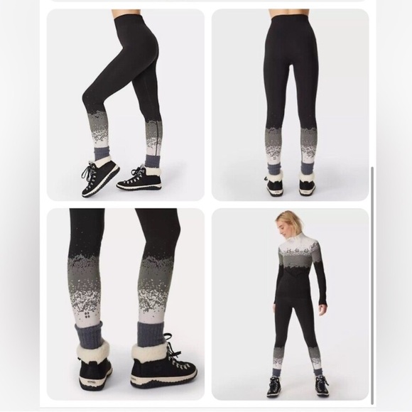 Sweaty Betty Pants - Sweaty Betty Women’s Ski Base Layer Leggings White Snowfall Jacquard Size XL